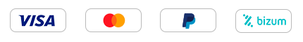 Formas de pago aceptadas: VISA · Mastercard · PayPal · Bizum